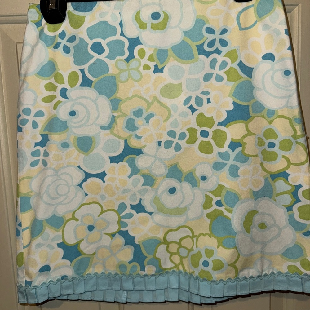 LOFT Blue Mini Pencil Skirt Pleated Casual